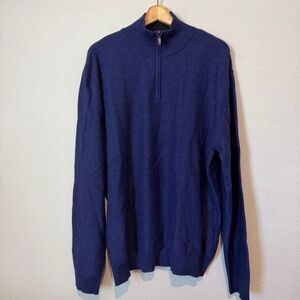 Tumi Blue Baby Alpaca Knit Quarter 1/4 Zip Sweater Men's Size XXL NWT